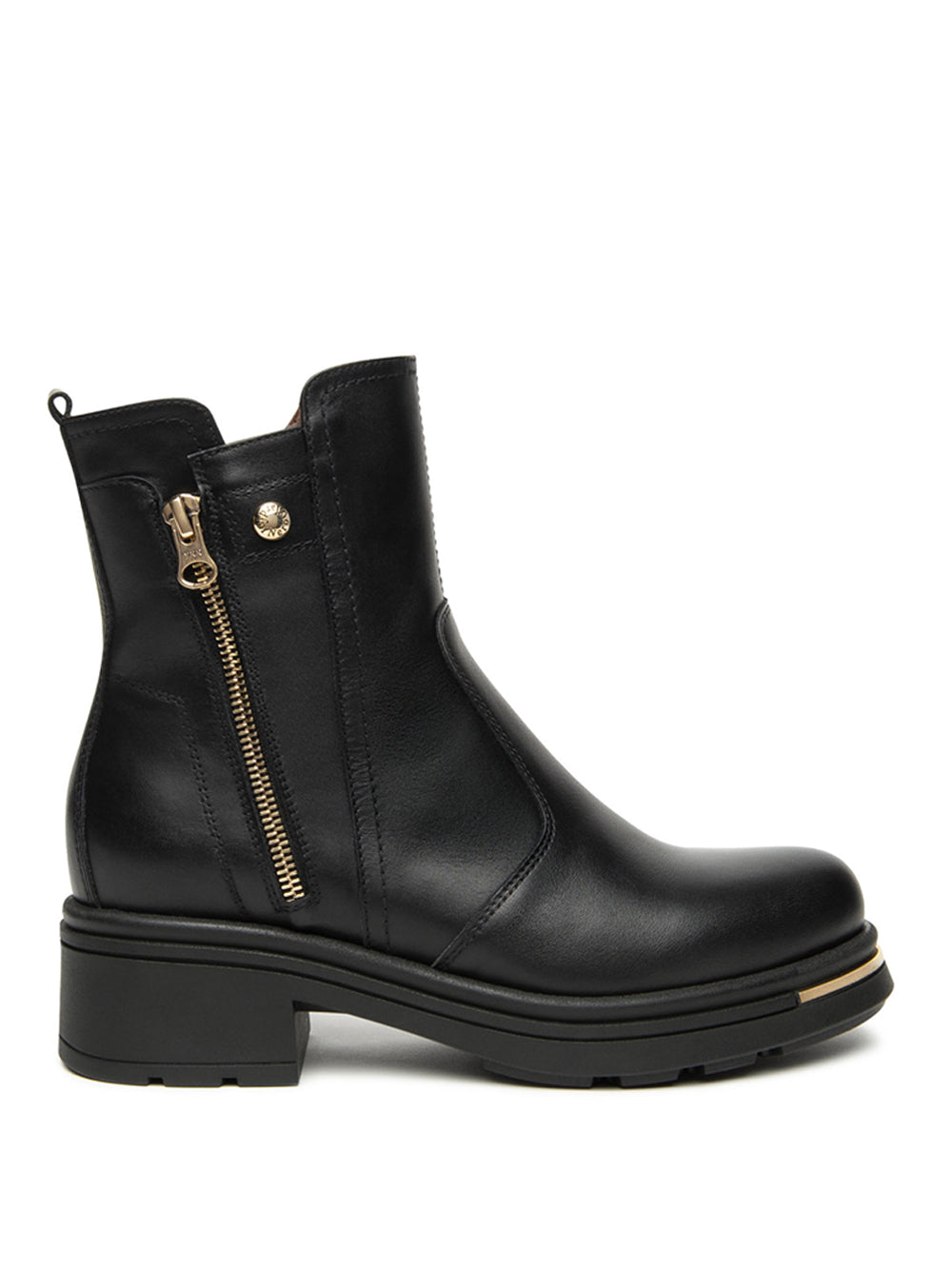 Nero Giardini Stivaletto Mocassino Con Punta - Made In Italy - Pelle Con Tacco A Blocco E Suola Gomma