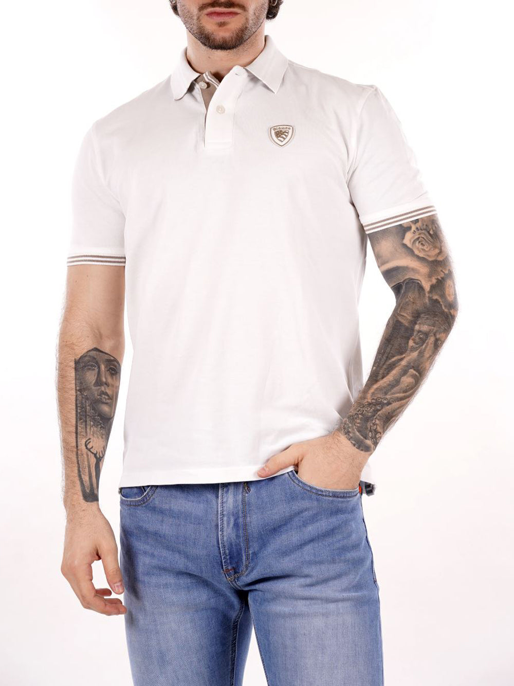 BLAUER Polo Uomo - Bianco modello 25SBLUT02306