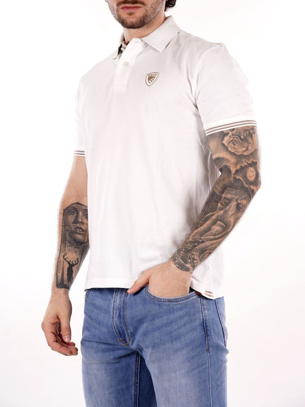 BLAUER Polo Uomo - Bianco modello 25SBLUT02306