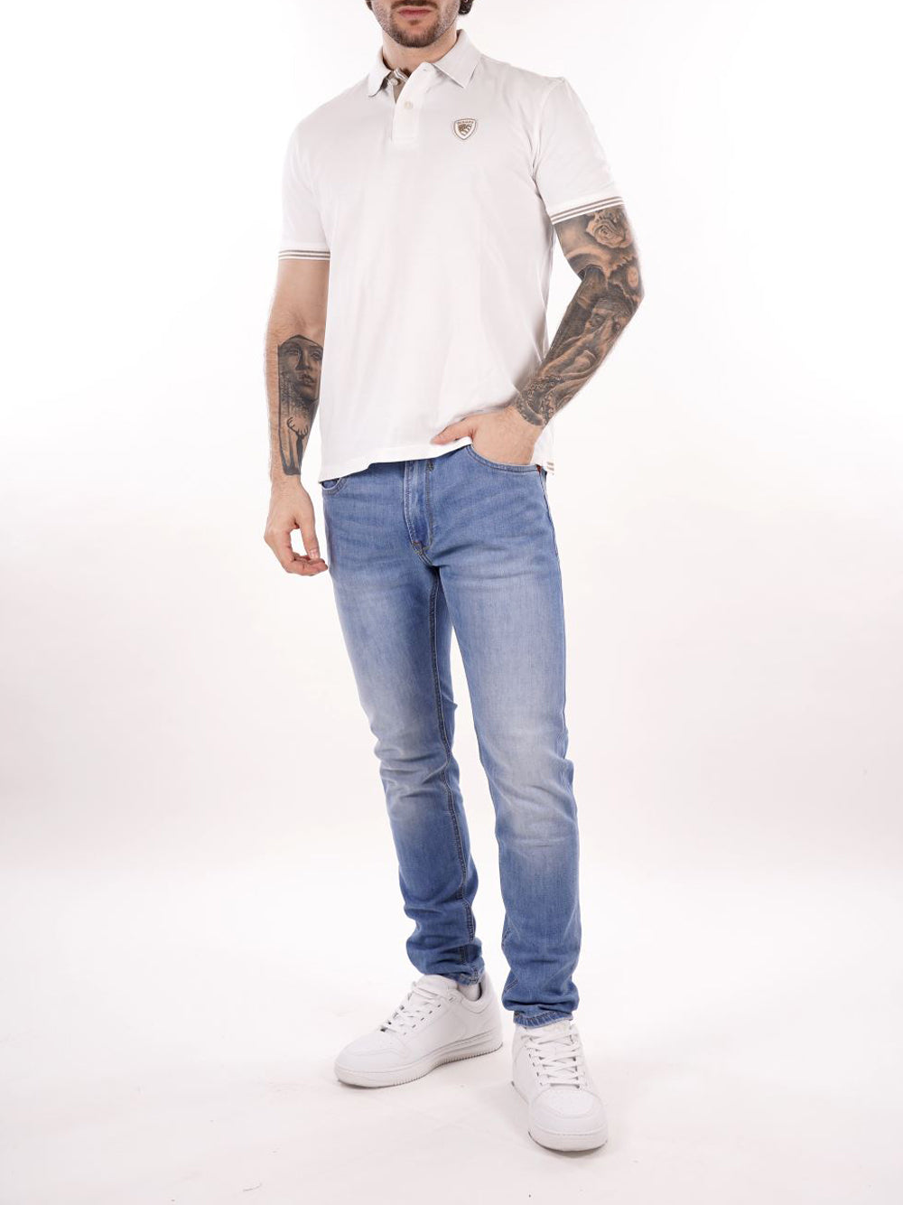 BLAUER Polo Uomo - Bianco modello 25SBLUT02306
