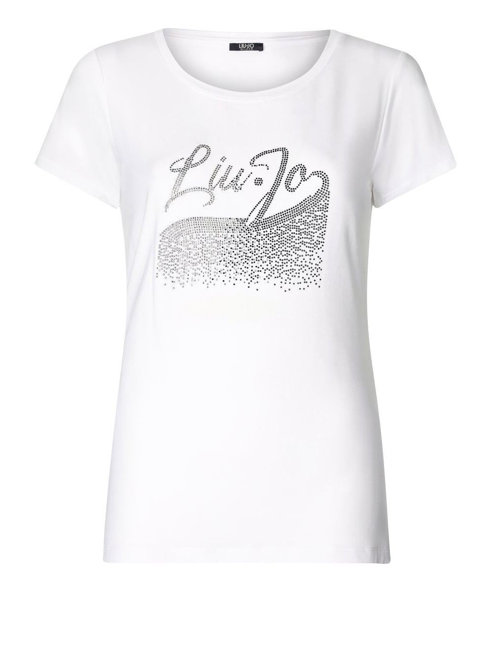 Liu Jo Jeans T-Shirt Donna Con Logo In Strass: Light Ivory/Green, Manica Corta, Taglia S (ES24LJ37 TA4202 JS003 N9353)