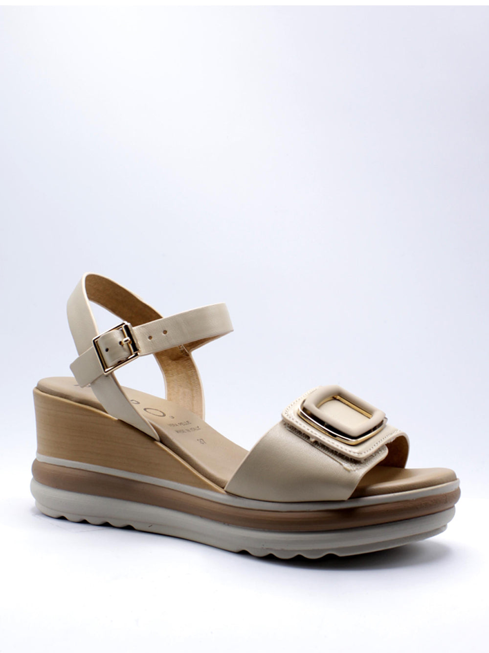 REPO Sandali con zeppa Donna - Crema modello 20237