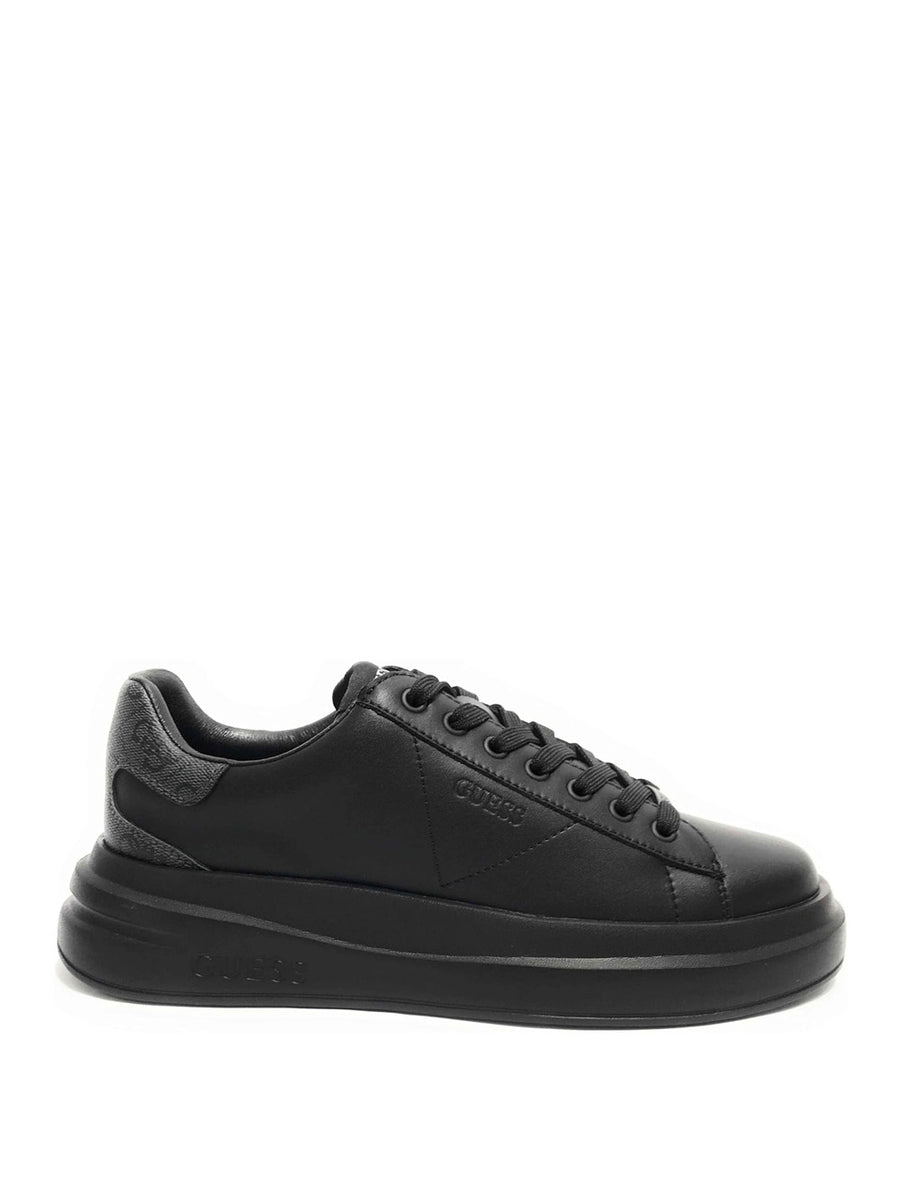 Guess Sneaker Tolyo Uomo – Scarpe Basse In Finta Pelle Scamosciata, Nero/Taupe, Chiusura Con Lacci, Soletta Memory Foam, Taglia 44 EU