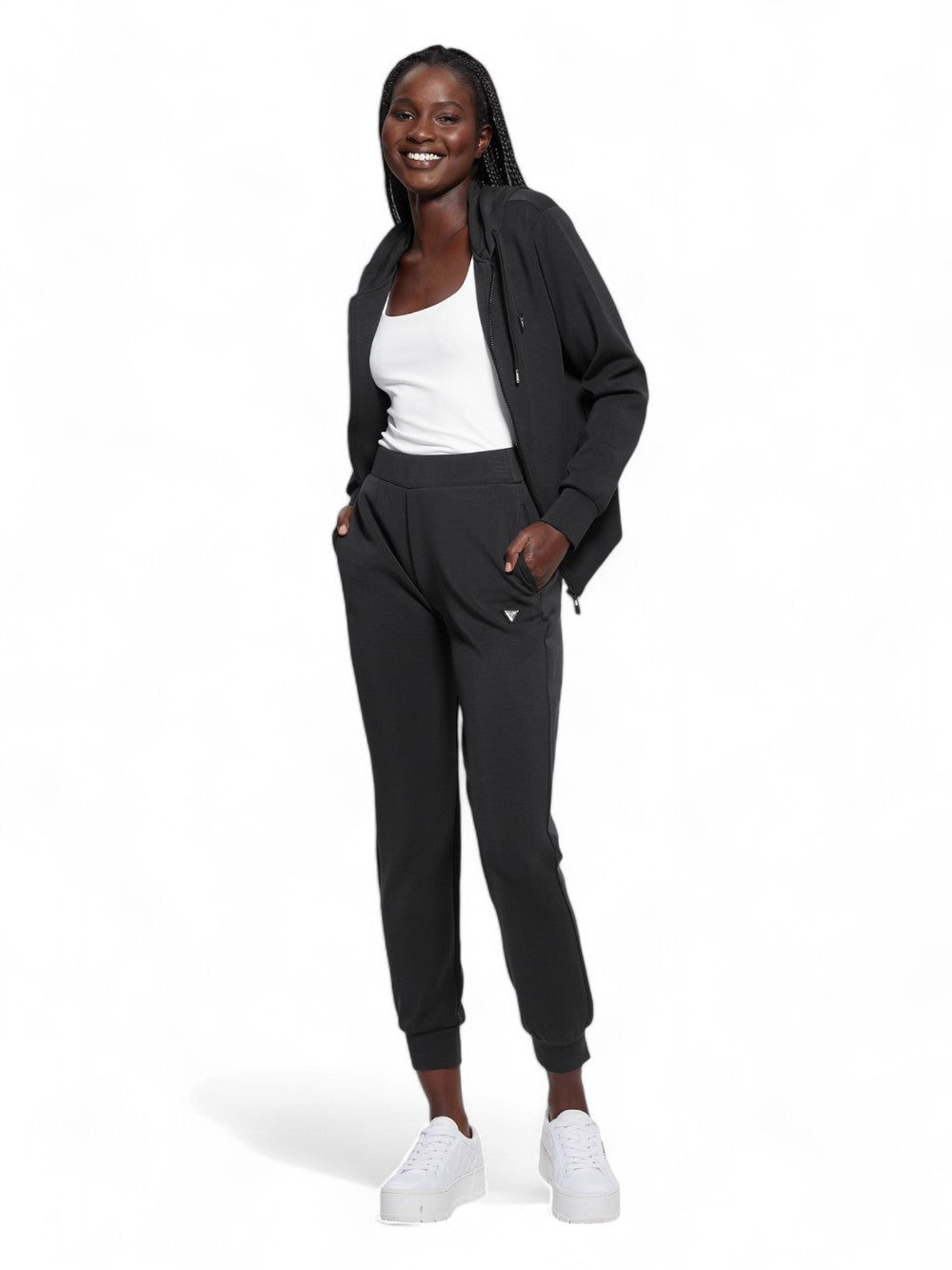 GUESS Felpa con zip Donna - Nero modello V4YQ06KCAY2