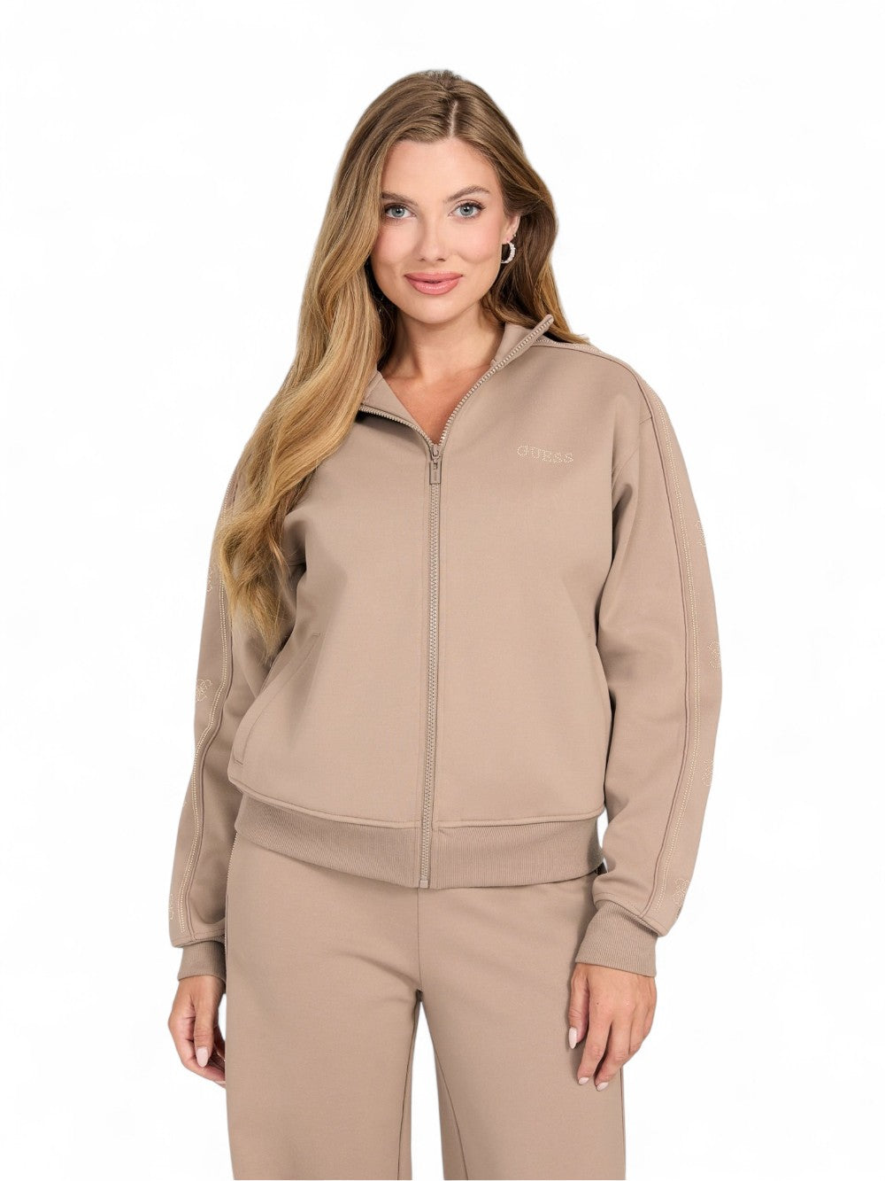 GUESS Felpa con zip Donna - Taupe modello V5BQ15KCX22