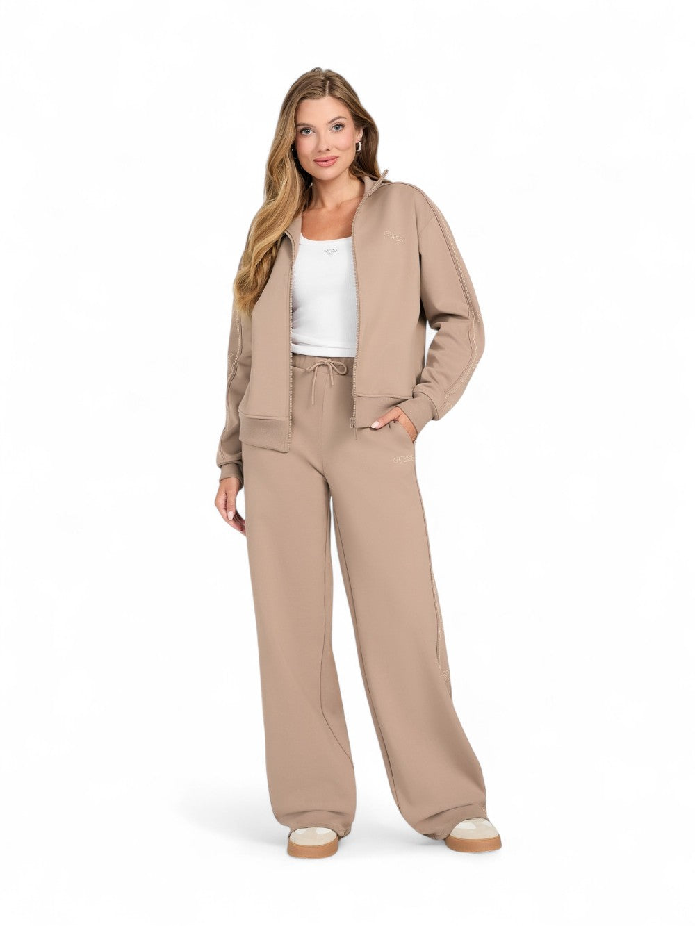 GUESS Felpa con zip Donna - Taupe modello V5BQ15KCX22