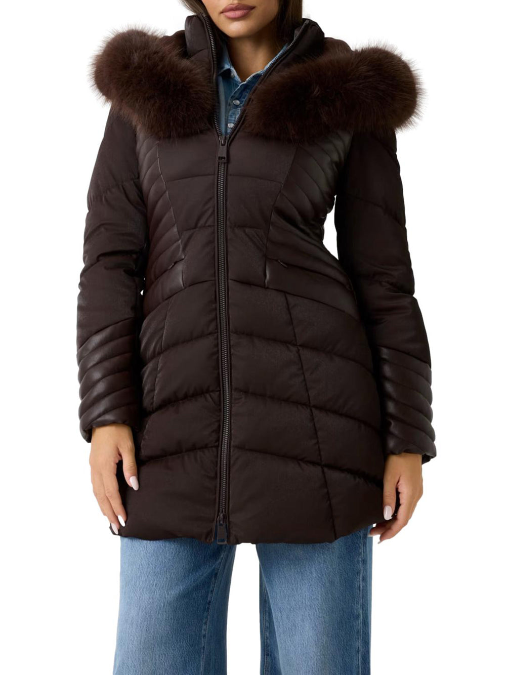 GUESS Giubbino Donna - Marrone modello W4BL61WGLZ0