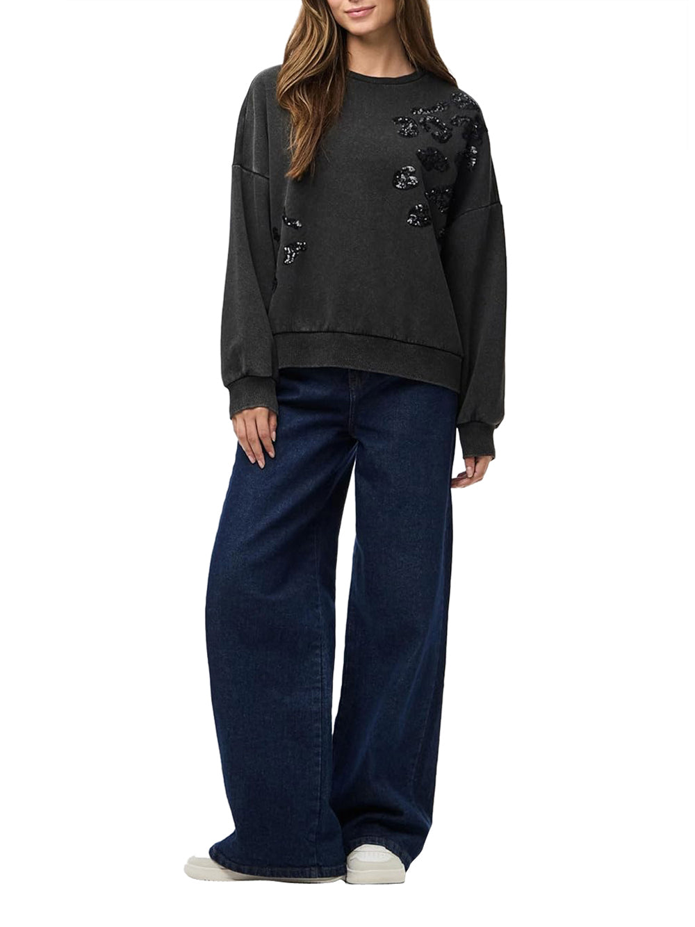 PIECES Felpa Donna - Nero modello 17161667