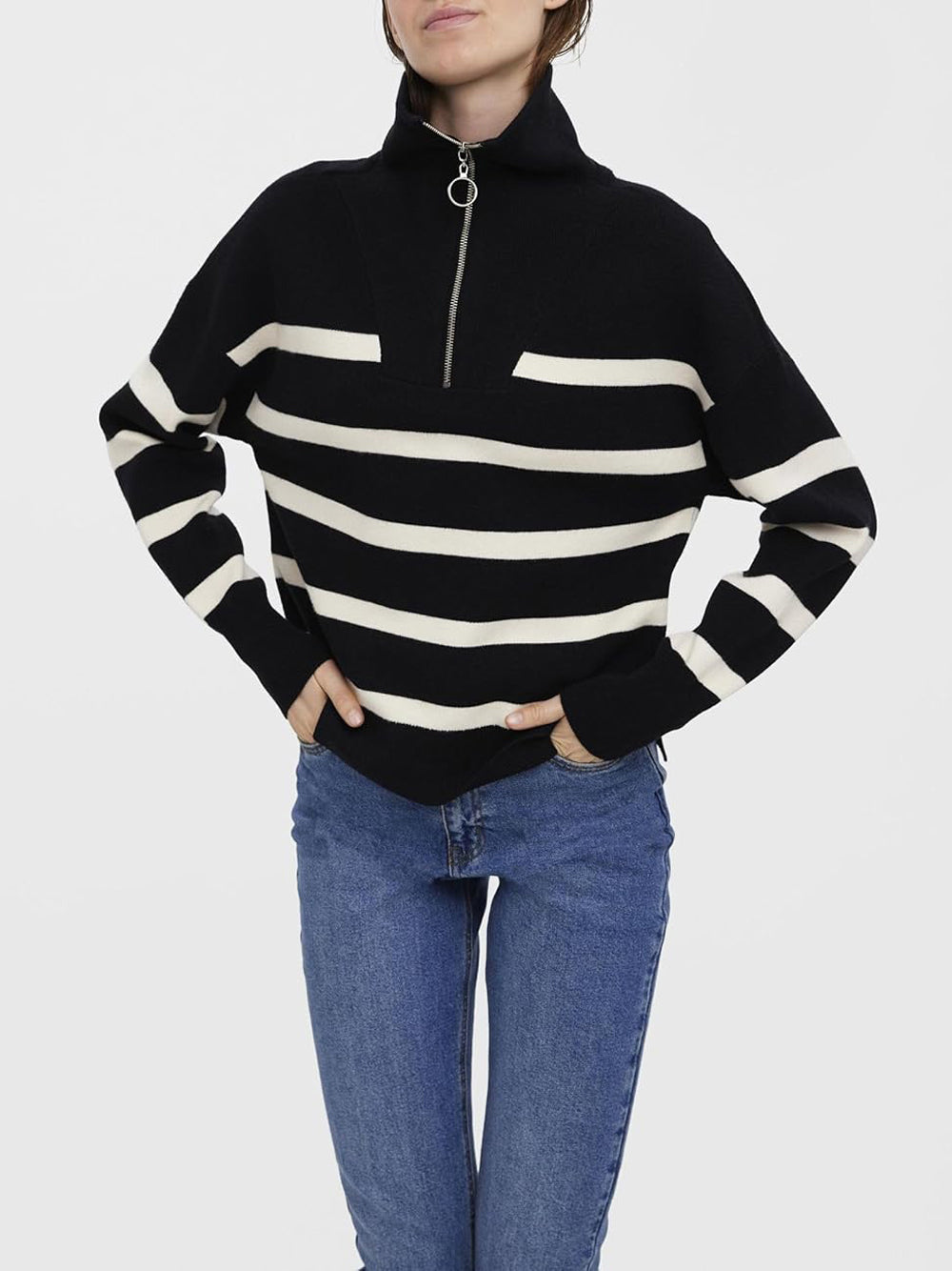 VERO MODA Maglione con zip Donna - Nero modello 10269246