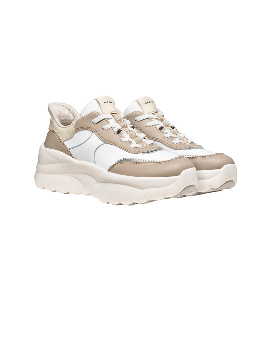 GEOX Sneakers slip-in Donna - Bianco-Beige modello D6809B-0119B