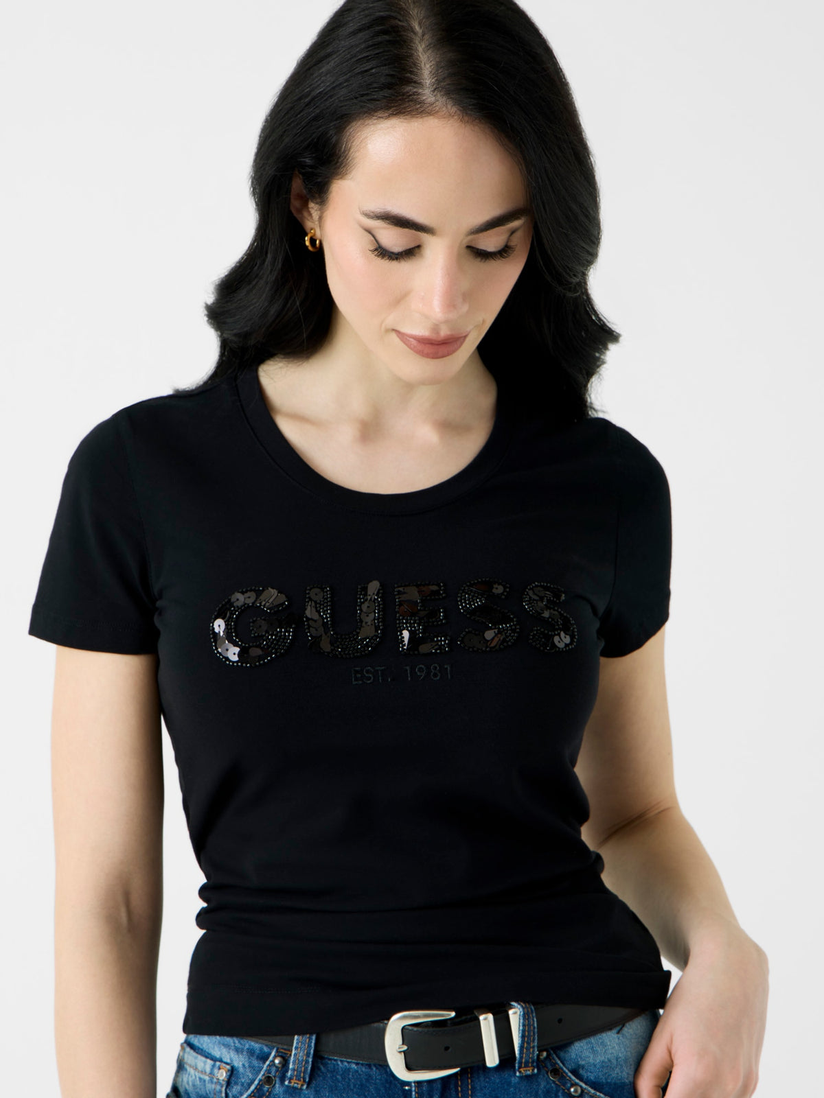 GUESS T-shirt Donna - Nero modello W5GI17 J1314