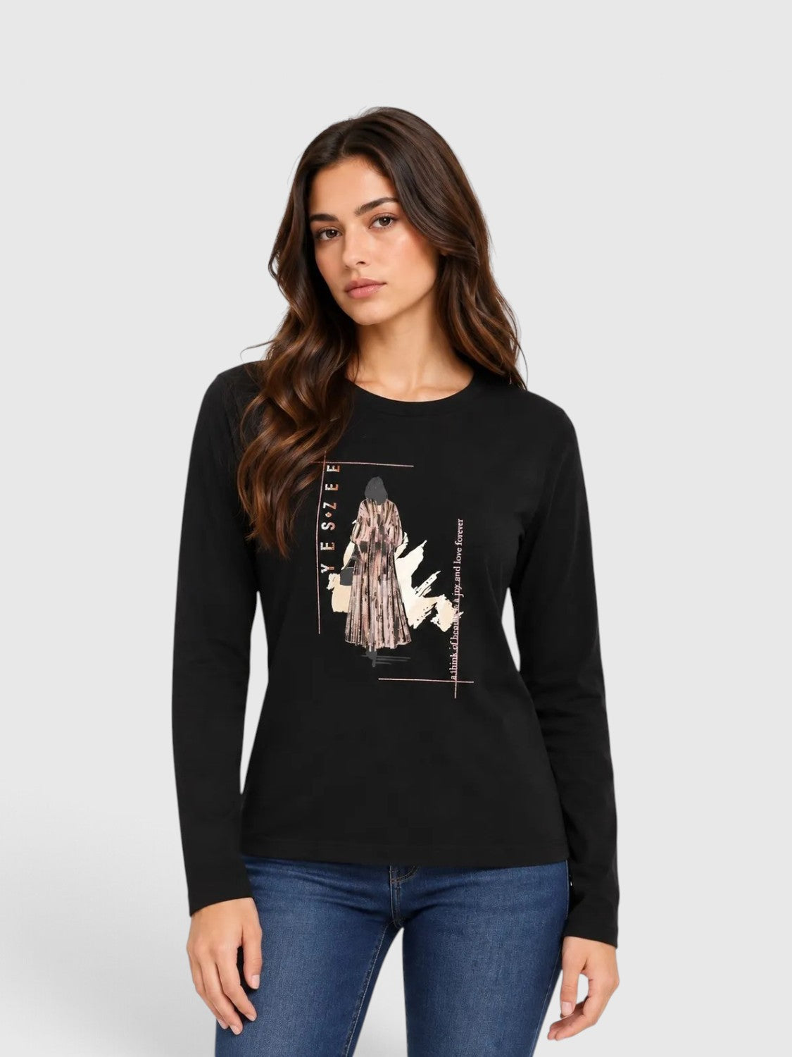 YES ZEE T-shirt Donna - Nero modello 01T011JX01