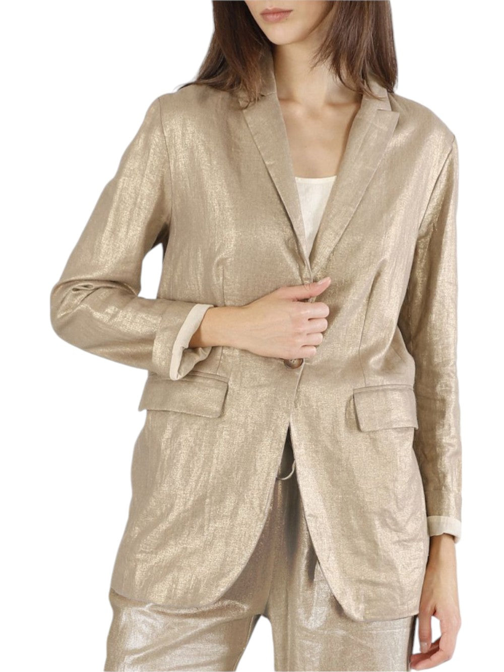 NOROZE Giacca Donna Maniche Lunghe - Leggera Con Collo Alto E Zip, Taglia 42 Oro