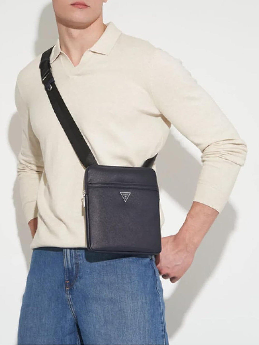 GUESS Borsa a Tracolla Saffiano Uomo - Blu modello HMECSAP3123