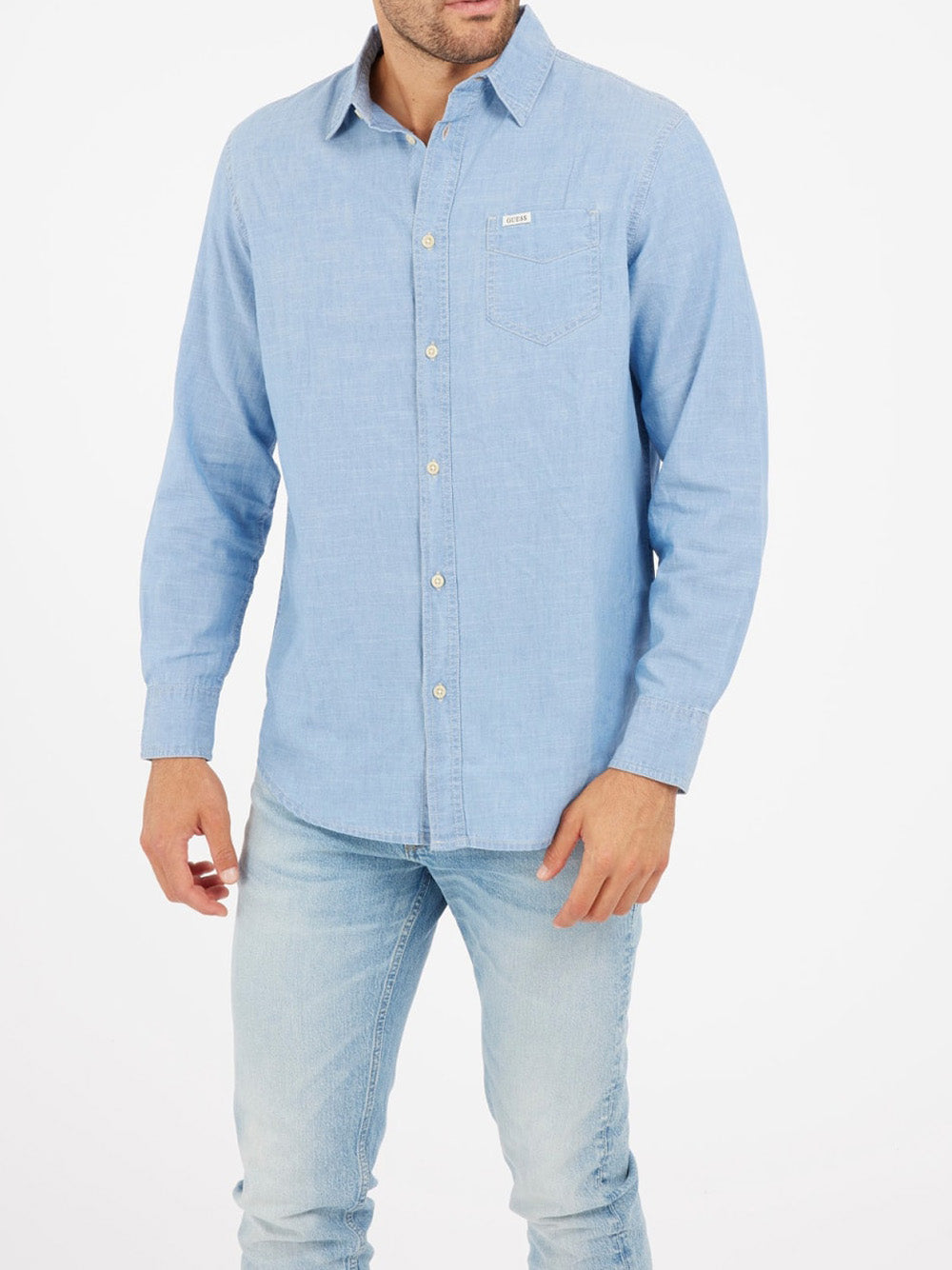 GUESS Camicia Uomo - Celeste modello M5GH44D5N41