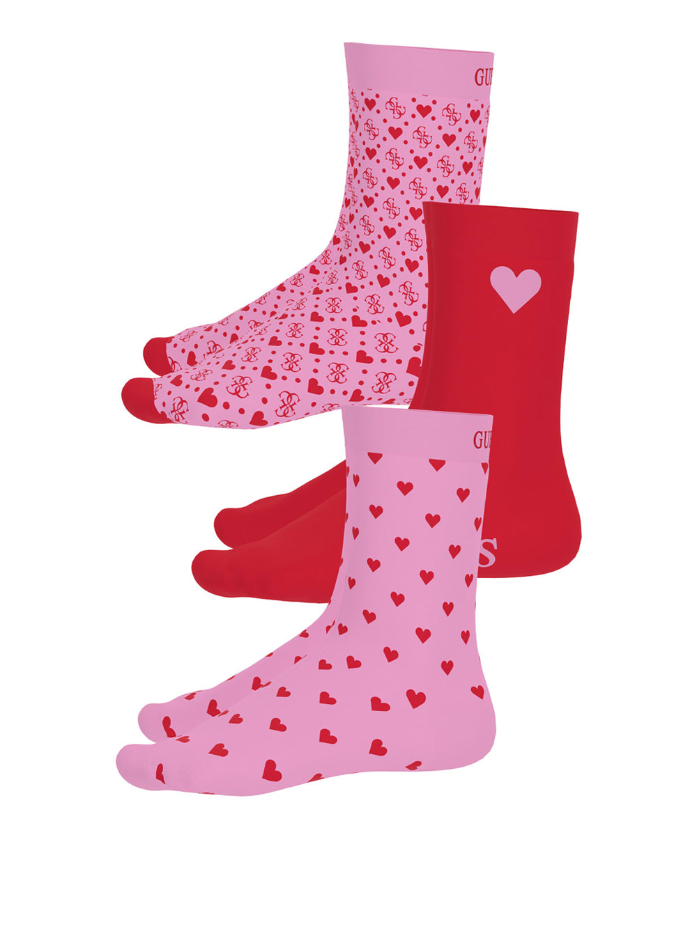 GUESS Calze Donna - Red And Pink Hearts modello O5RG10KBZU0