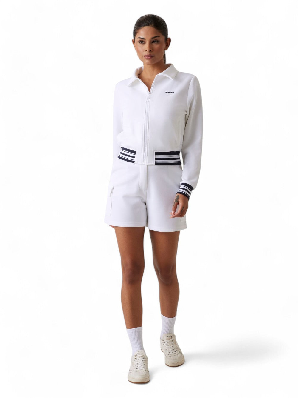 GUESS Felpa con zip Donna - Bianco modello V5GQ03KCYF2