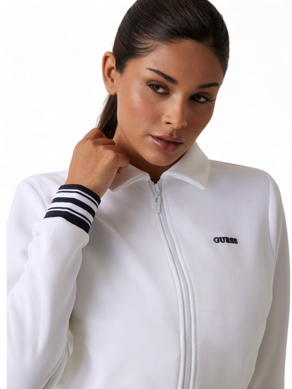 GUESS Felpa con zip Donna - Bianco modello V5GQ03KCYF2