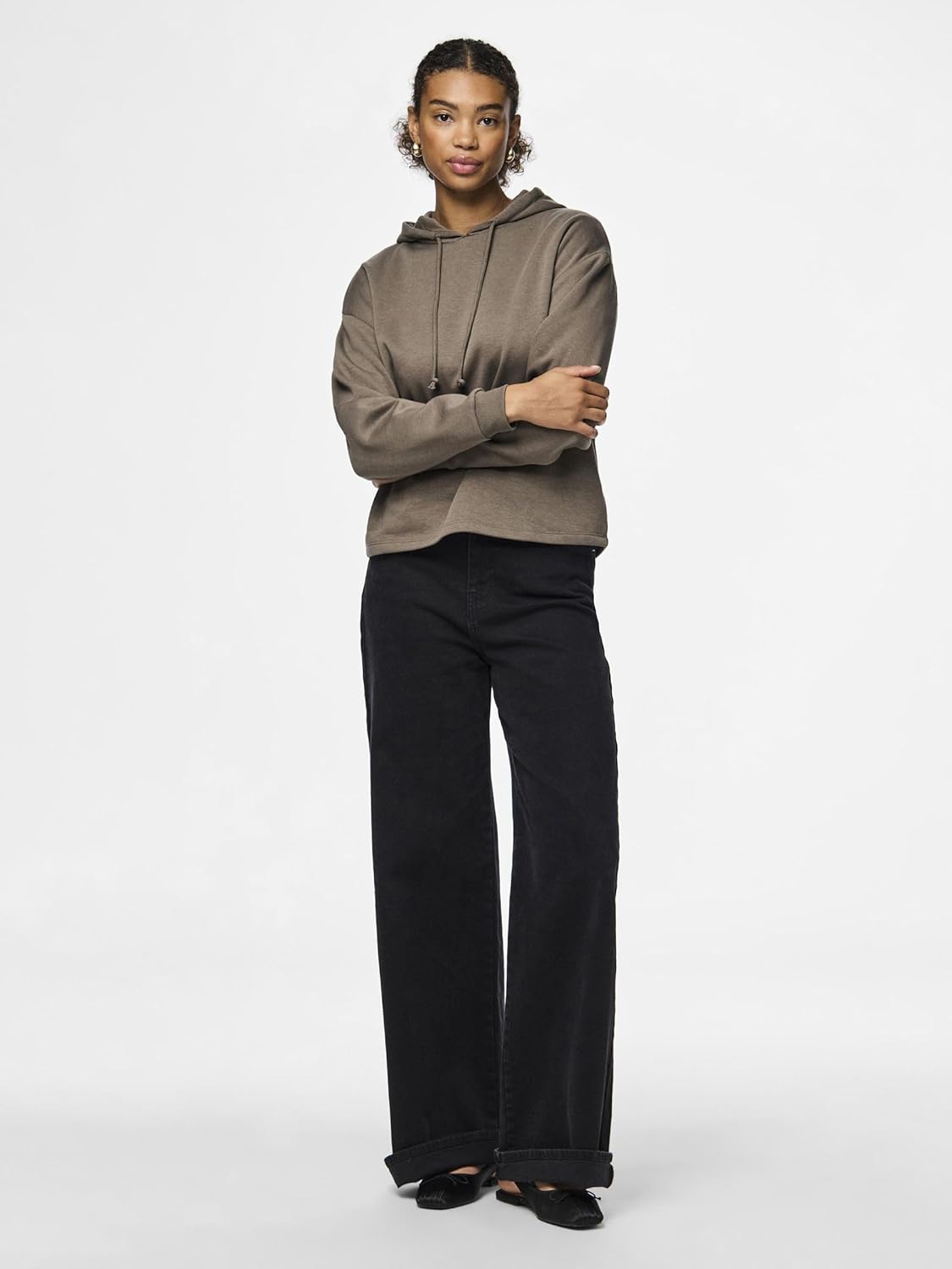 PIECES Felpa Donna - Fango modello 17113437