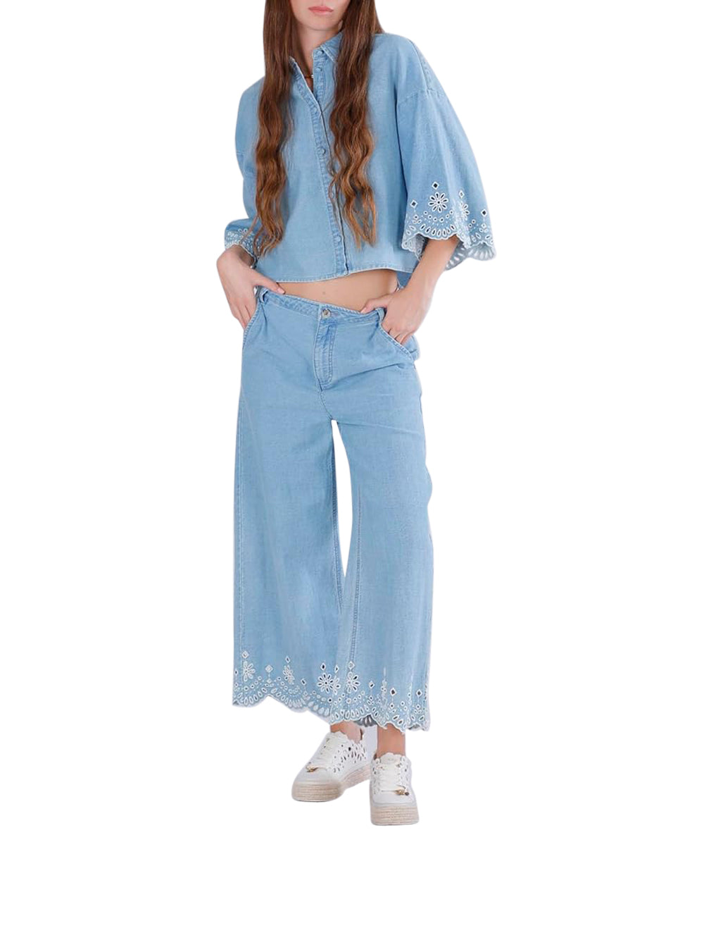 CAFE'NOIR Pantalone Donna - Celeste modello C7JP0294