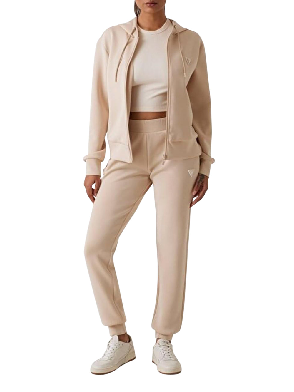 GUESS Felpa con zip Donna - Beige modello V4YQ06KCAY2
