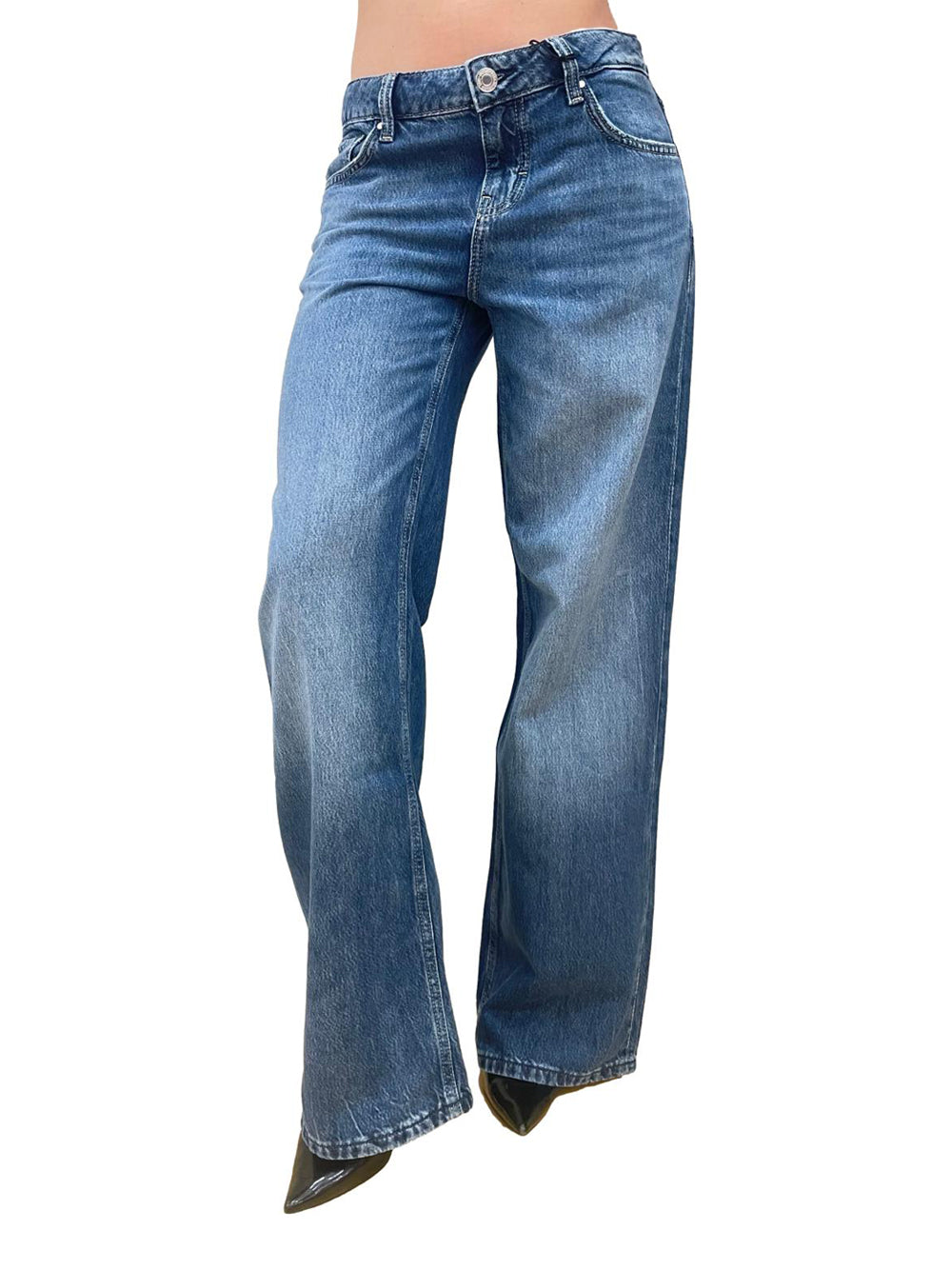 GUESS Pantalone Wide Leg Fit Donna - Blu modello W6GA2KD0693