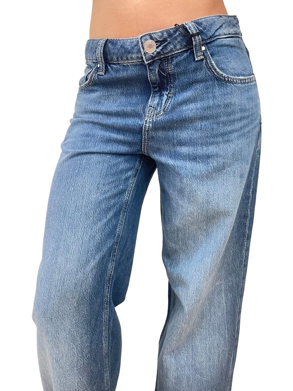 GUESS Pantalone Wide Leg Fit Donna - Blu modello W6GA2KD0693