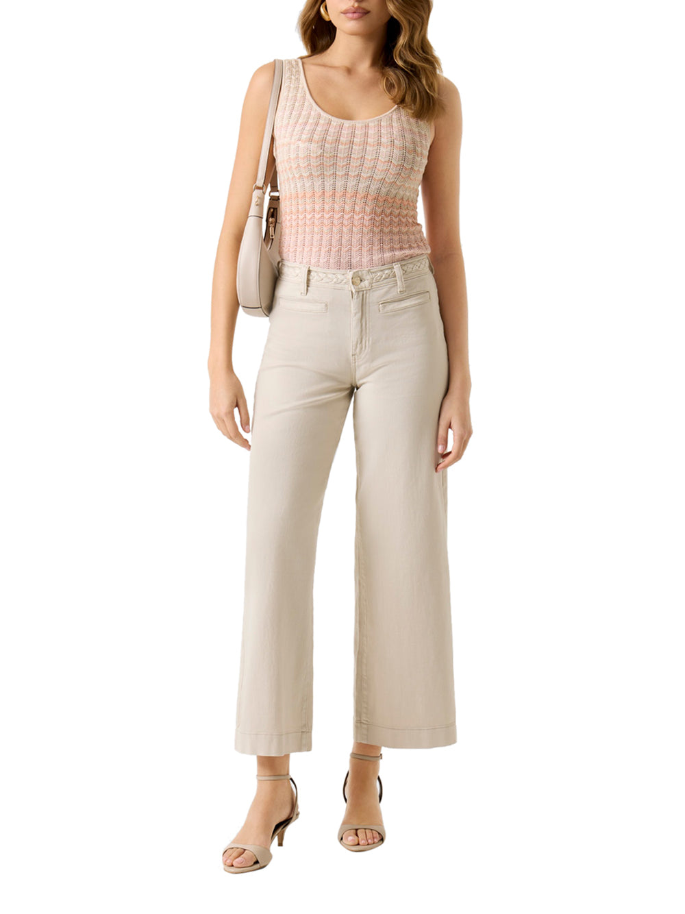 GUESS Pantalone Wide Leg Fit Donna - Beige modello W6GB15W1886