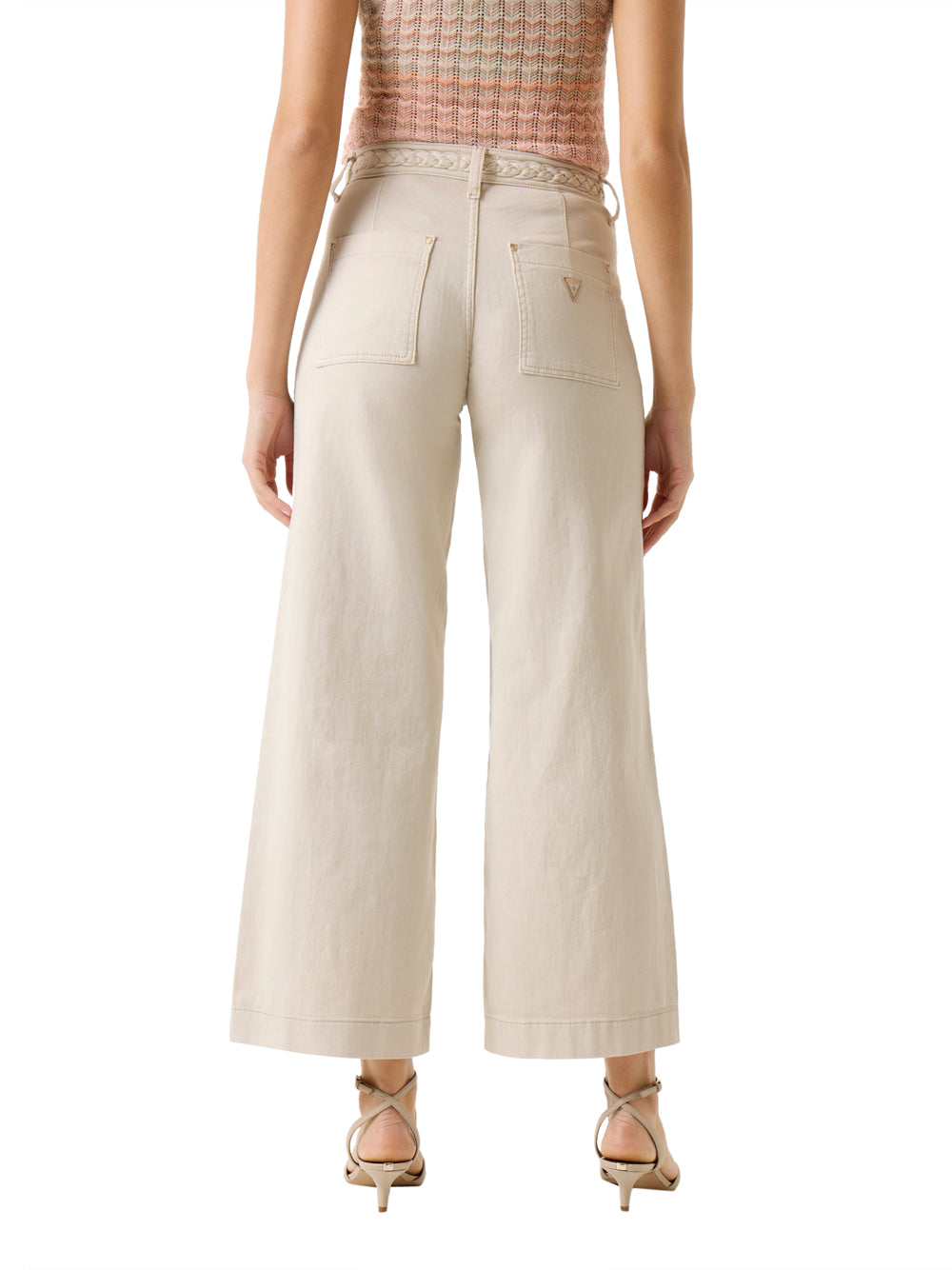 GUESS Pantalone Wide Leg Fit Donna - Beige modello W6GB15W1886