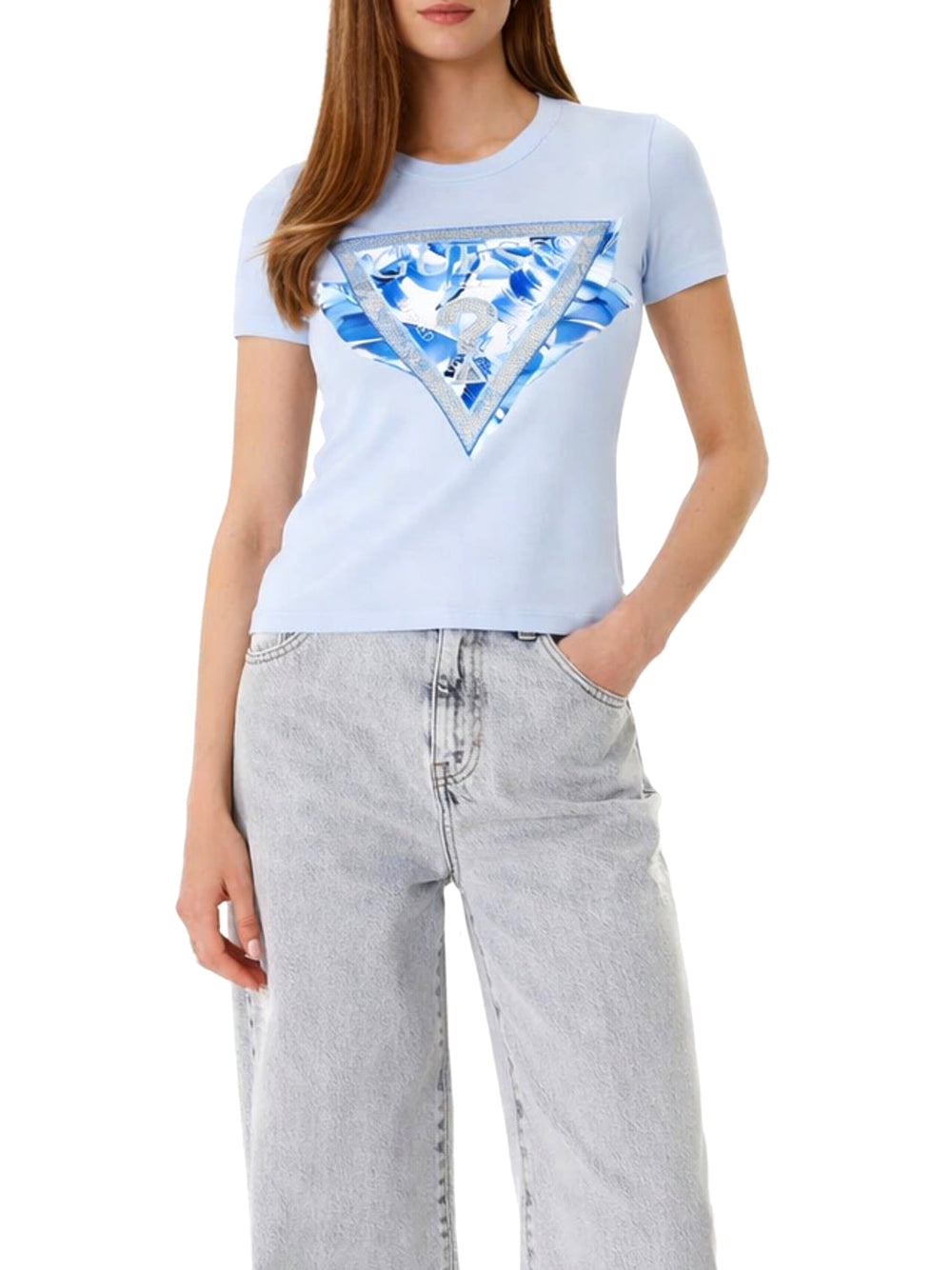 GUESS T-shirt Donna - Blu modello W6GI11K3026