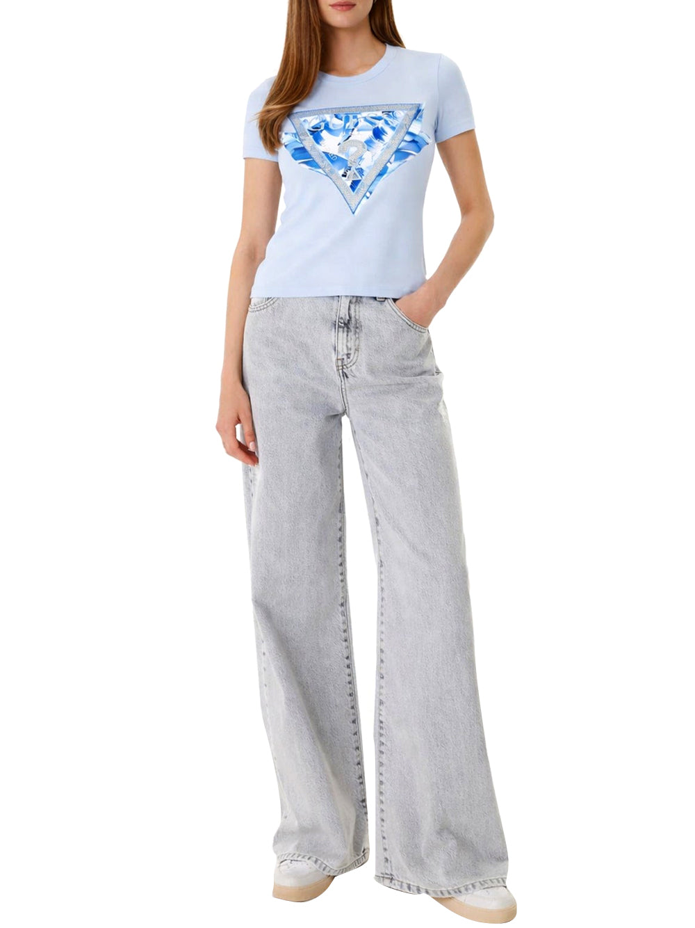 GUESS T-shirt Donna - Blu modello W6GI11K3026