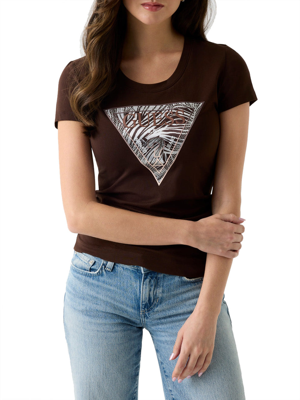 GUESS T-shirt Donna - Marrone modello W6GI19K3042
