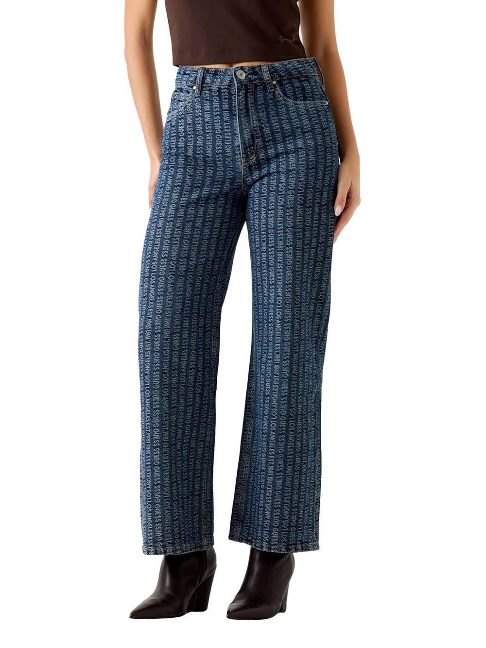 GUESS Pantalone Wide Leg Fit Donna - Blu modello W6RA1AD6851