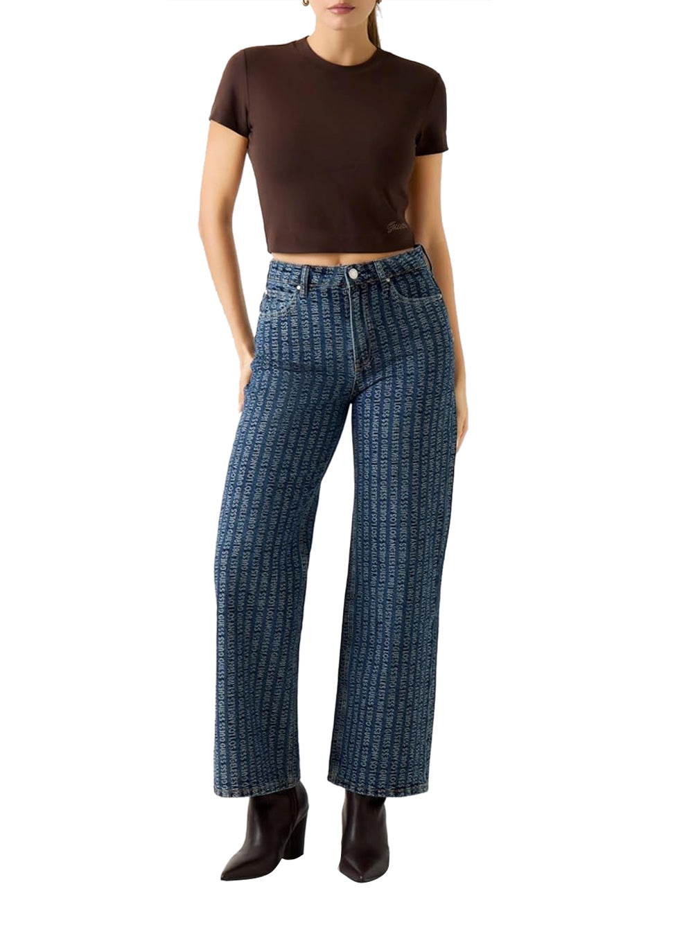 GUESS Pantalone Wide Leg Fit Donna - Blu modello W6RA1AD6851