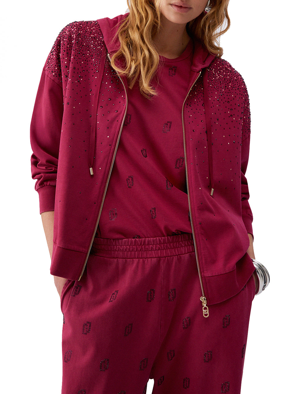 LIU.JO Felpa con zip Donna - Rosso modello TA6196JS008