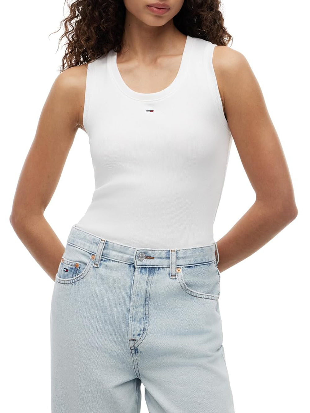 TOMMY HILFIGER Canotta Donna - Ecru modello DW0DW20673YBL