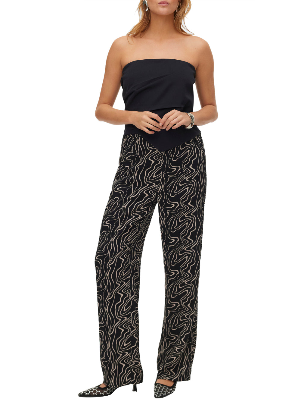 VERO MODA Pantalone Wide Leg Fit Donna - Nero modello 10297357