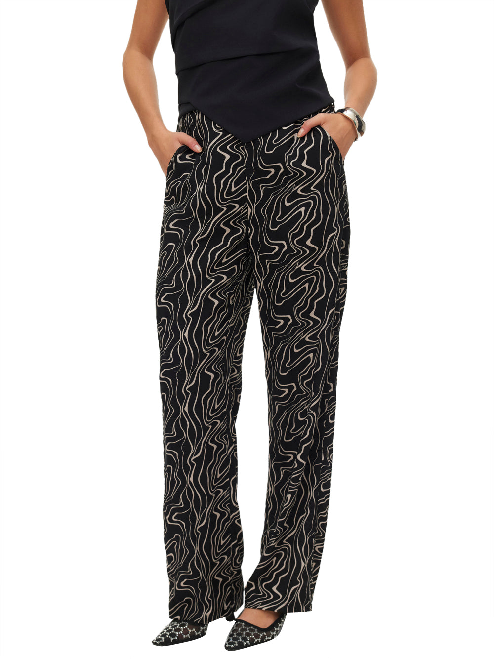 VERO MODA Pantalone Wide Leg Fit Donna - Nero modello 10297357